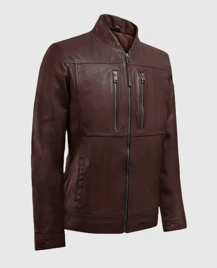 Men's Thunder Storm Biker Burgundy Leather Jacket