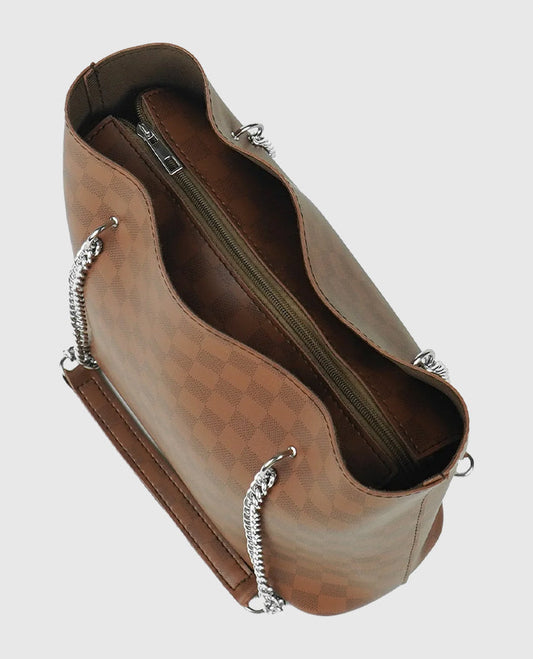 Verona Tote Bag Brown (checkered)