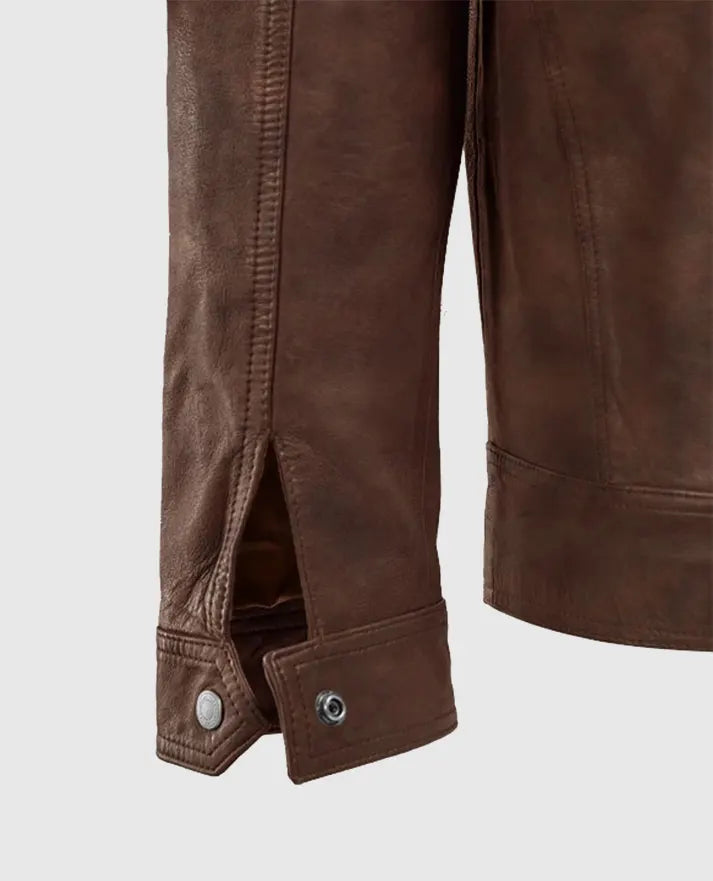 Thunder Storm Spanish Brown Biker Leather Jacket For Men