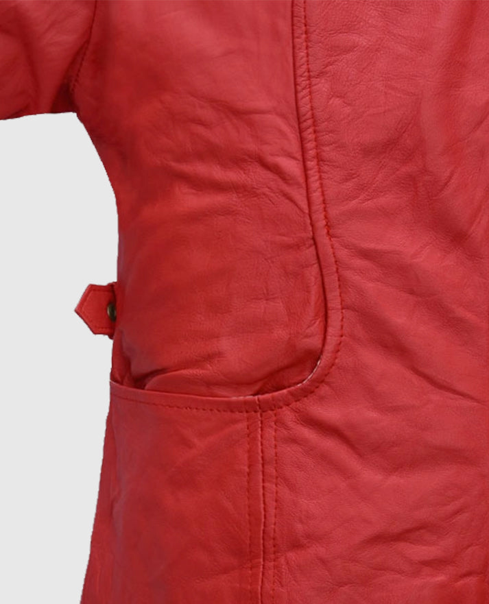 Soft Tango Red Washed Jennifer Lopez Gigli Leather Jacket