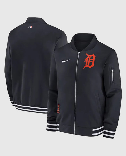 Detroit Tigers Black Bomber Full-Zip Jacket
