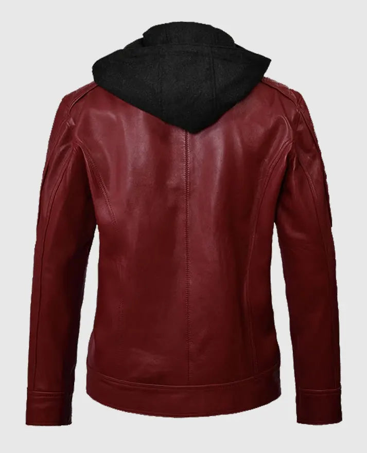 Rodeo Hooded Leather Jacket For Men