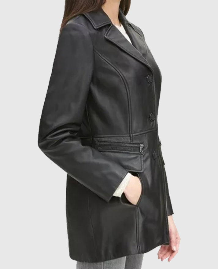 Women's Black Petite Trench Coat