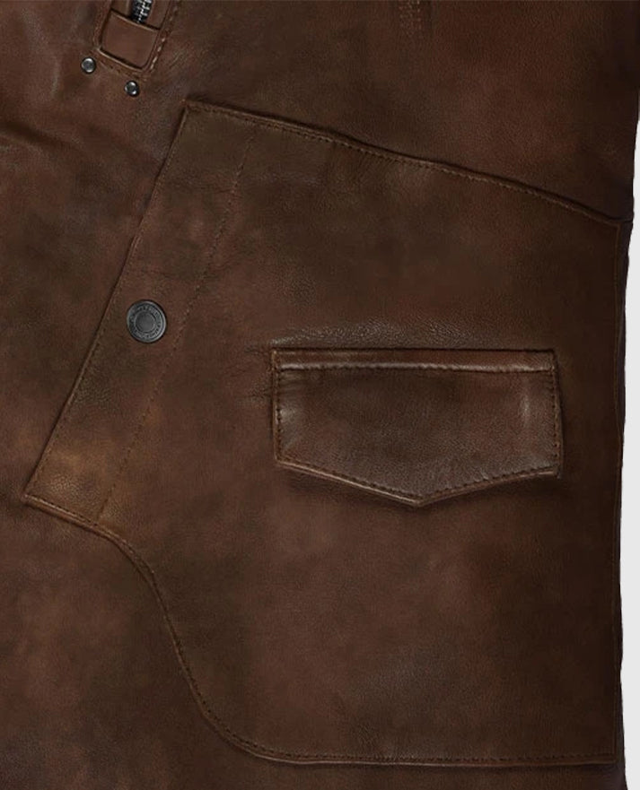 Men's Spanish Brown Falcon Rider Leather Jacket