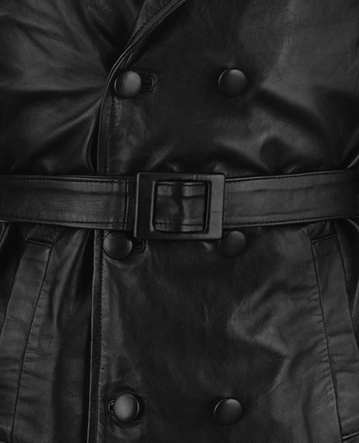 Men's 1970's Vintage Leather Trench Coat