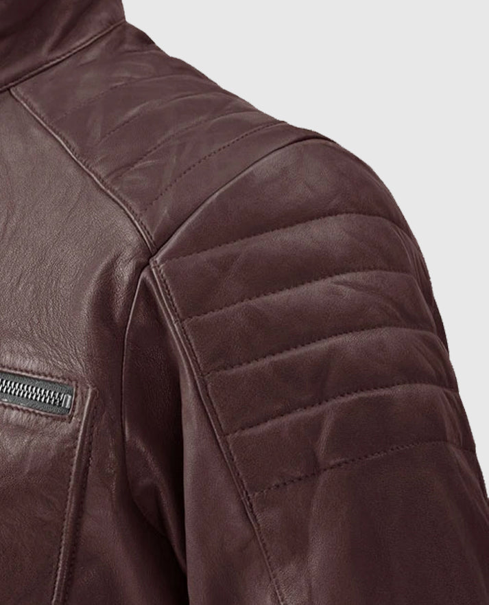 Men's Firefly Burgundy Biker Leather Jacket