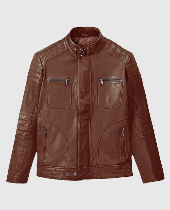 Men's Firefly Tan Biker Leather Jacket