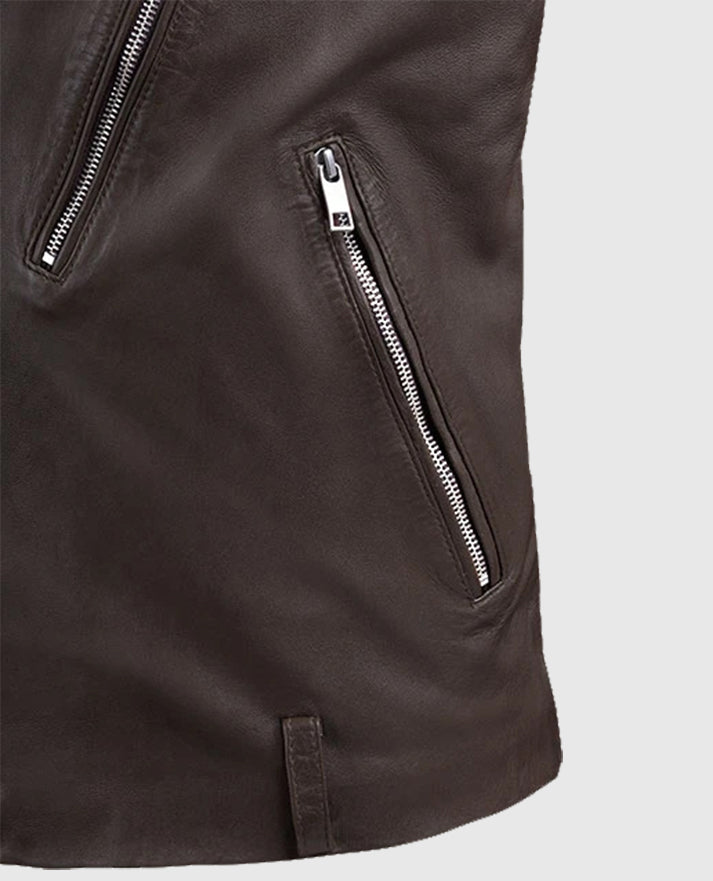 Men's Biker Style Beast Brown Leather Jacket