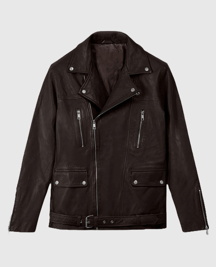 Men's Dauntless Brown Biker Leather Jacket