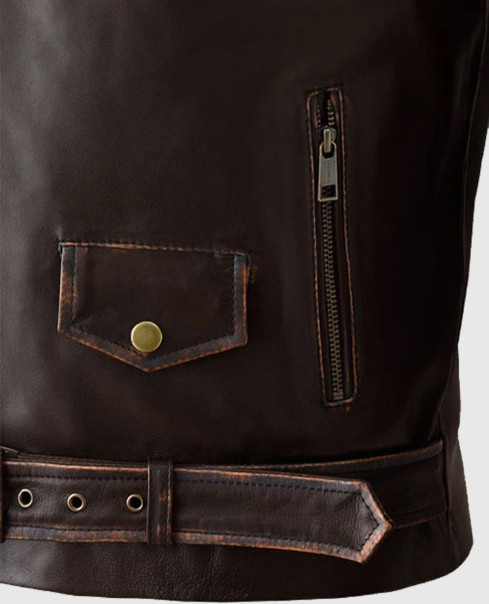 Men's Dark Brown Enforcer Biker Leather Jacket