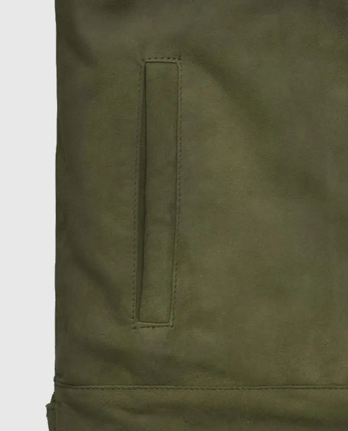 Ryan Reynold Green Suede Trucker Jacket