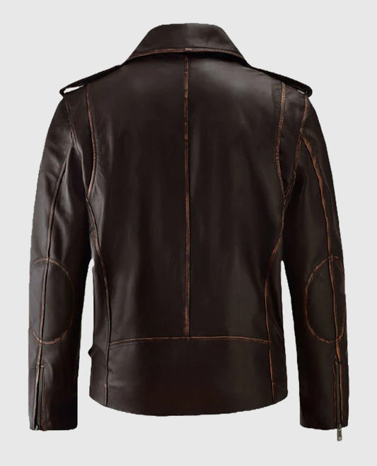 Dark Brown Enforcer Biker Leather Jacket