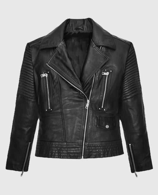 Gal Gadot Black Biker Leather Jacket