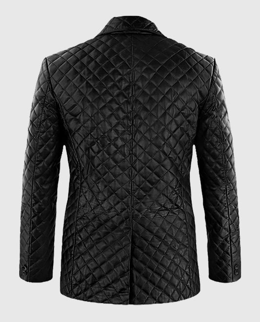 Men's Bocelli Quilted Black Leather Blazer