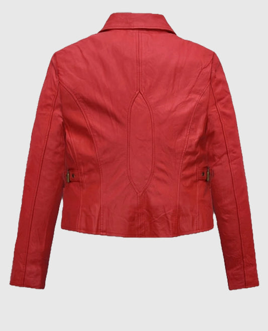Soft Tango Red Washed Jennifer Lopez Gigli Red Leather Jacket