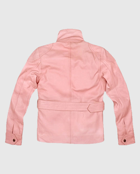 Womens Light Leather Pink Jacket