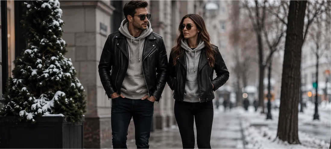 Wearing a Leather Jacket With a Hoodie in Winter The Right Way