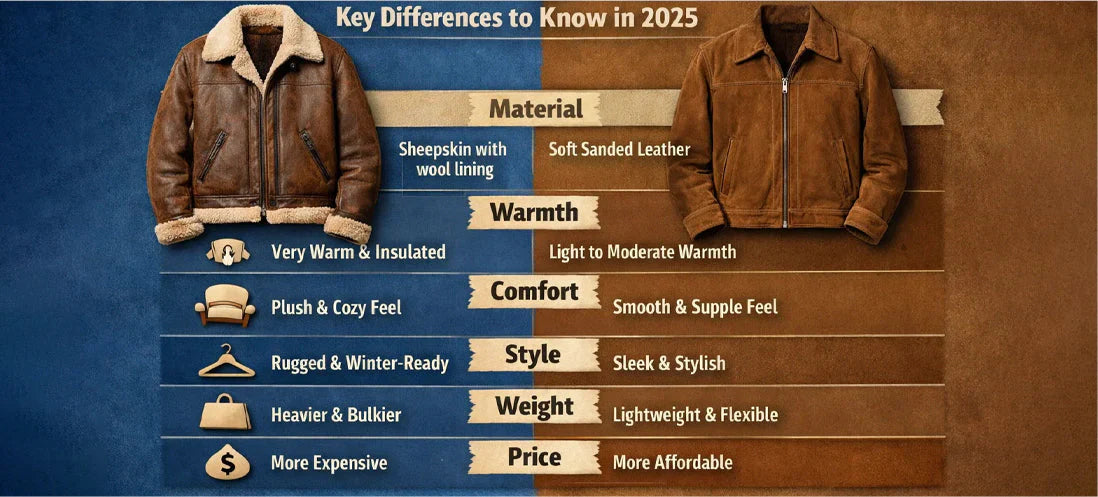 Shearling Jacket vs Suede Jacket: Key Differences to Know in 2025