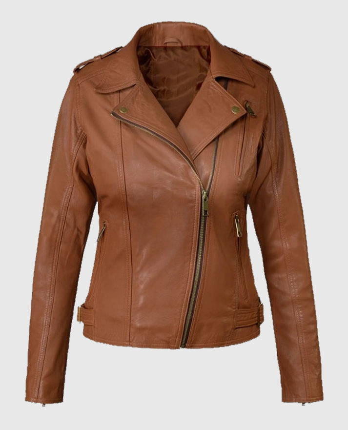 Women’s Brown Biker Leather Jacket