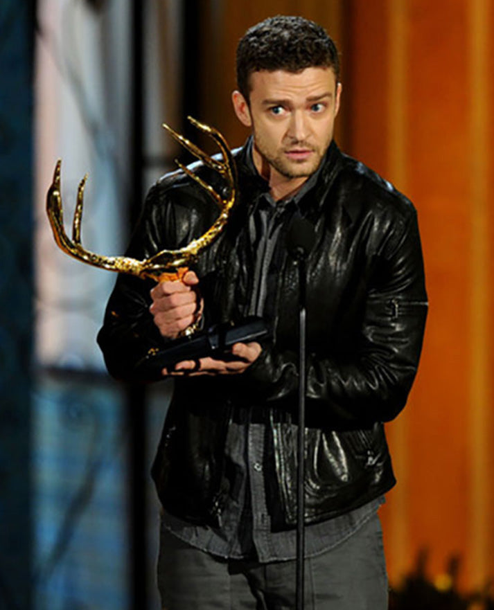 Justin Timberlake Black Leather Jacket
