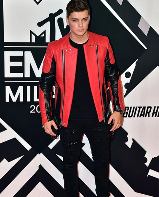 Martin Garrix Red Leather Jacket