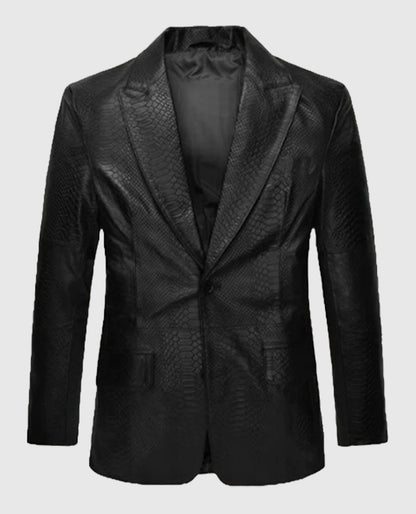 Python Catwalk Black Leather Blazer