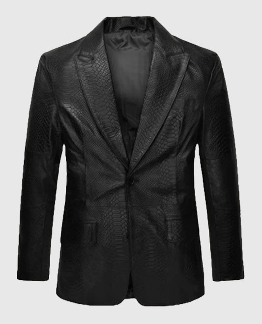 Python Catwalk Black Leather Blazer