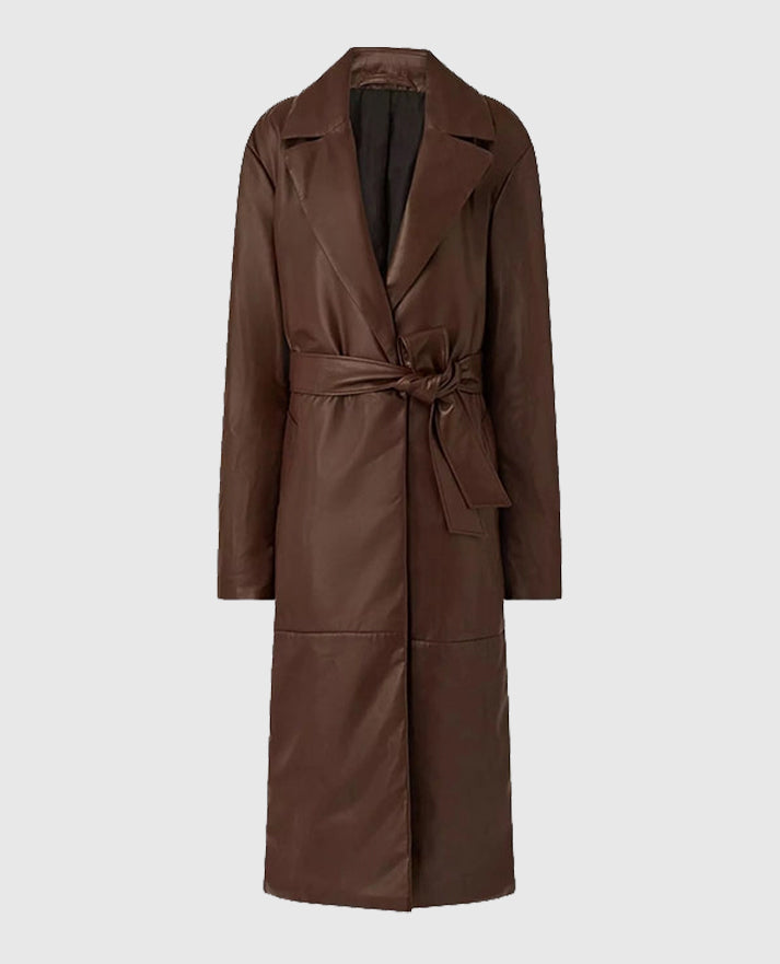 Women's Long 90s Vintage Leather Coat