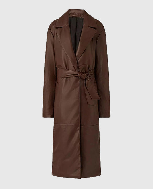 Women's Long 90s Vintage Leather Coat