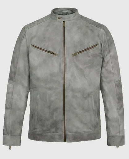 Men's Harbor Gray Biker Suede Jacket