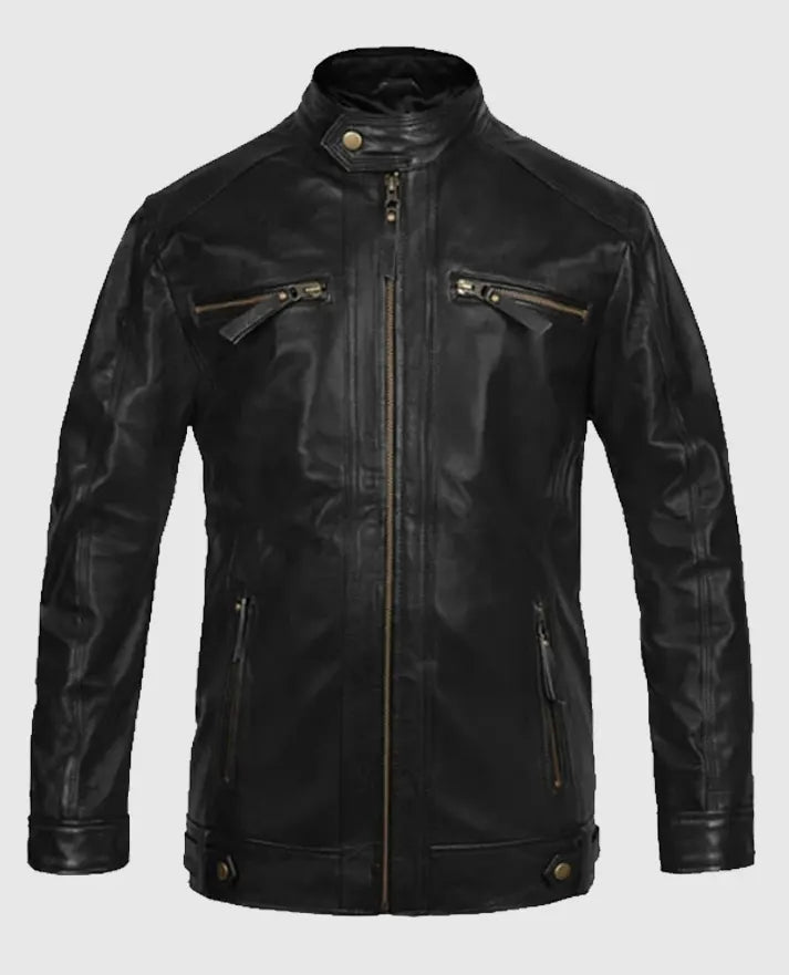 Men’s Black Motorcycle Leather Jacket