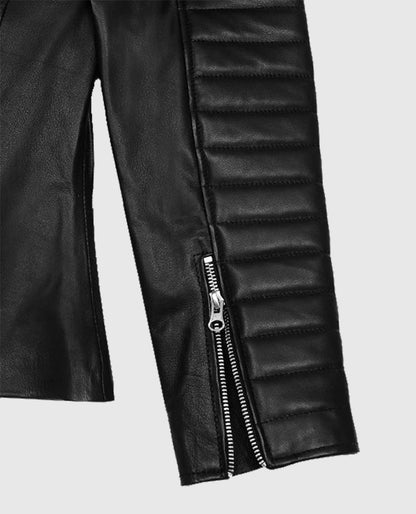 Women's Black Quilted Biker Leather Jacket