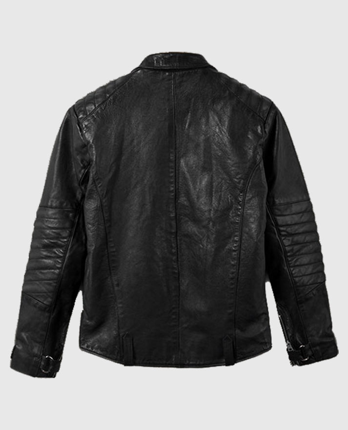 David Beckham Black Biker Leather Jacket