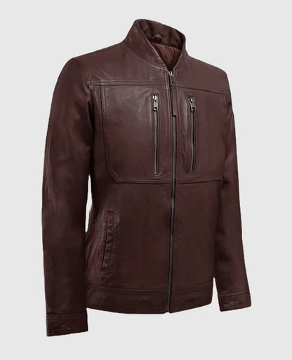 Men's Thunder Storm Biker Burgundy Leather Jacket