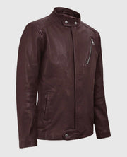 Men's Motorad Biker Burgundy Leather Jacket