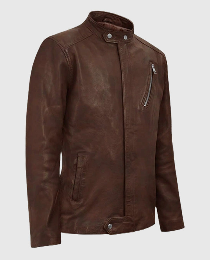 Men's Spanish Brown Motorad Biker Leather Jacket