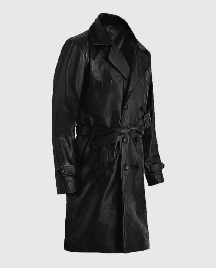 Men's 1970's Vintage Leather Trench Coat