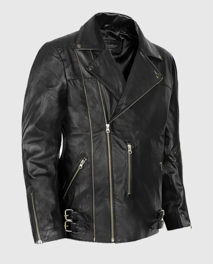 Men's Black Cafe Racer Leather Jacket