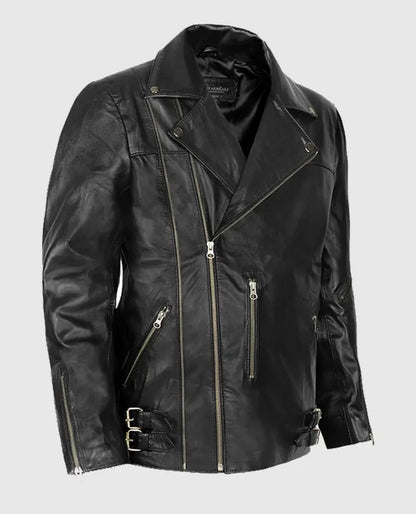 Men's Black Cafe Racer Leather Jacket