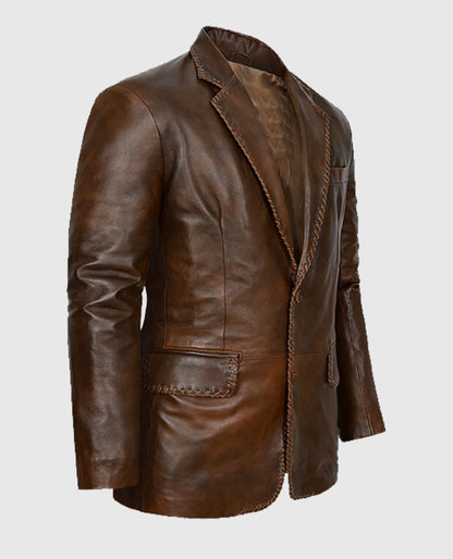 Men's Medieval Spanish Brown Leather Blazer