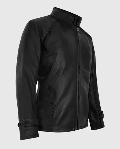 Men's Black Cafe Racer Leather Jacket