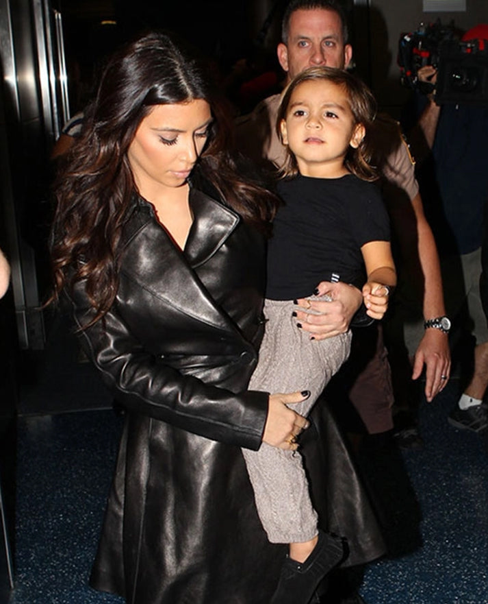 Kim Kardashian Leather Trench Coat