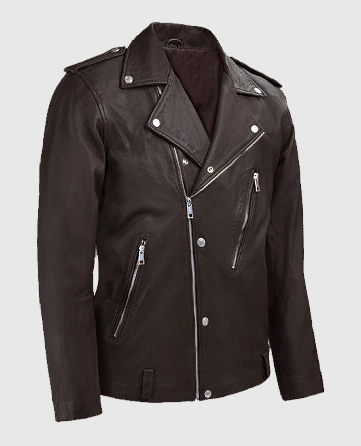Men's Biker Style Beast Brown Leather Jacket
