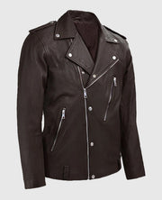 Men's Biker Style Beast Brown Leather Jacket