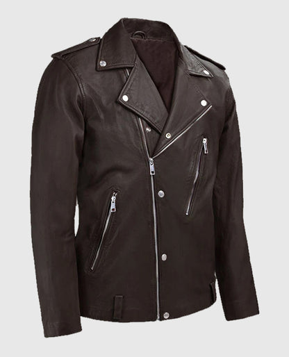 Men's Biker Style Beast Brown Leather Jacket