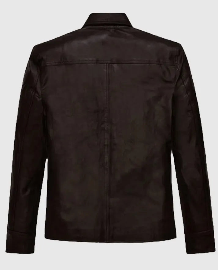 Men's Dark Brown Trucker Leather Jacket