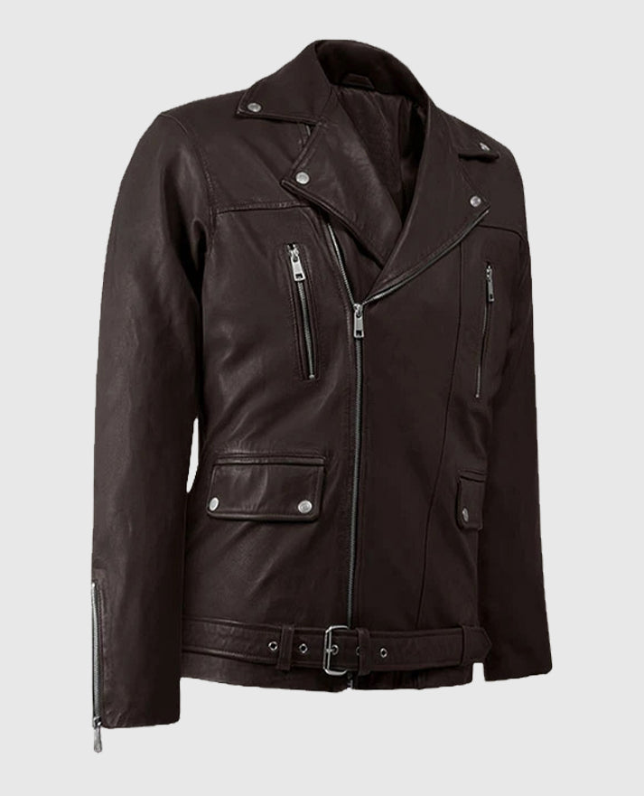 Men's Dauntless Brown Biker Leather Jacket