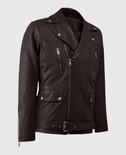 Men's Dauntless Brown Biker Leather Jacket