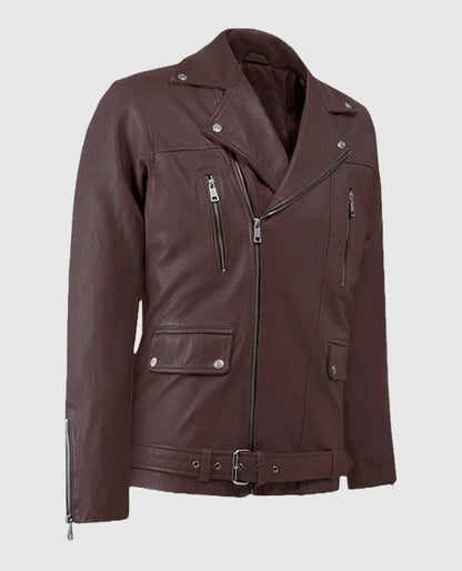 Men's Dauntless Burgundy Biker Leather Jacket