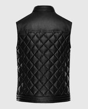 Men's Leather Vest with Quilted Design